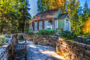 green house near the forest