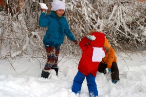 kids playing in the snow