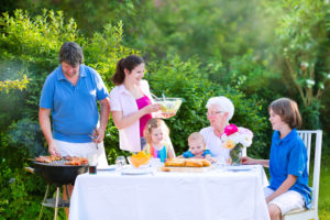 family dining outside 